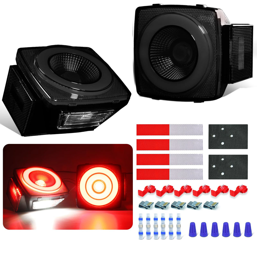 WahMOTOTin Square Halo 78 LEDs smoked lens enhances nighttime visibility for trucks.