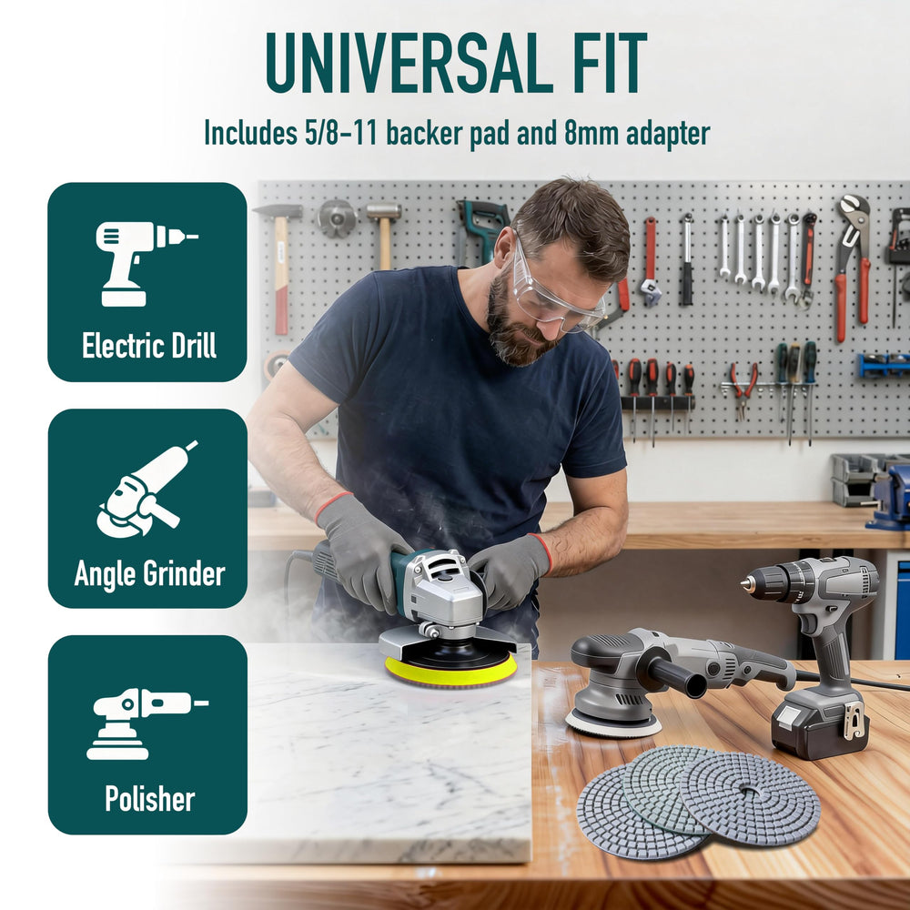 Waies 5/8-11 backing pad ensures secure tool attachment