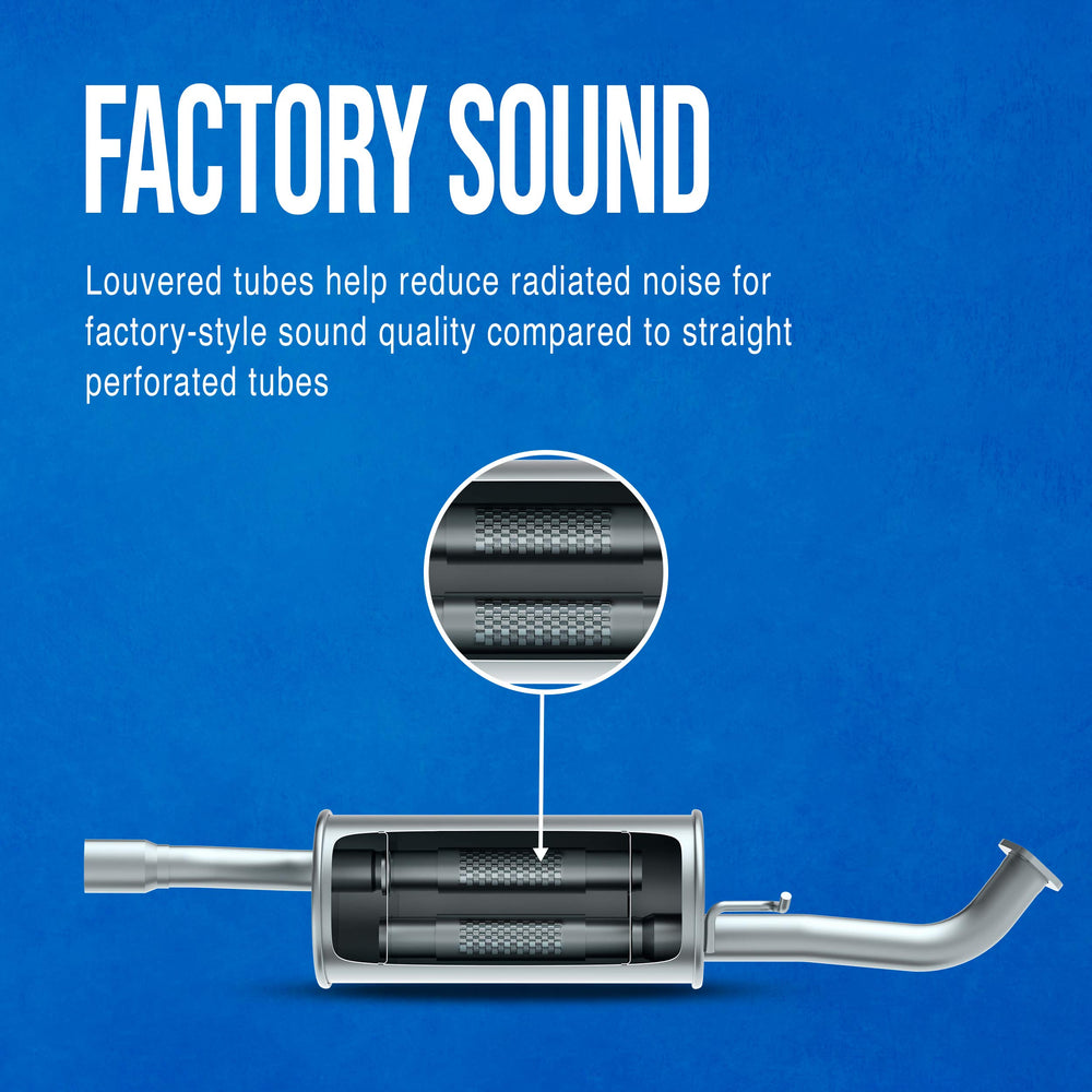 Louvers in Walker 18930 muffler provide factory-style reduction in exhaust noise