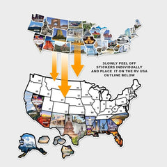 Wander Camp laptop display USA map decal for planning trips