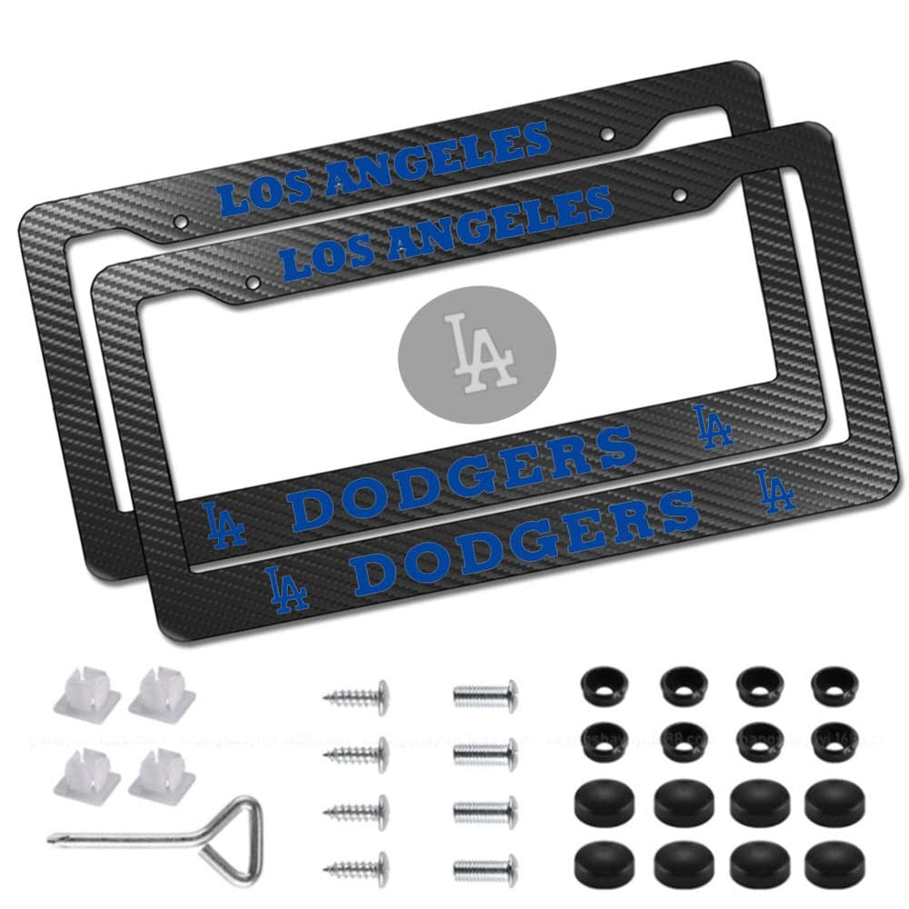 WANRELE carbon fiber license plate frame front view with durable finish.