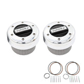 WARN 11690 hub pair in chrome and black offers durable 4WD performance.