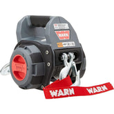WARN Drill Winch with 750 lb capacity for portable pulling tasks.