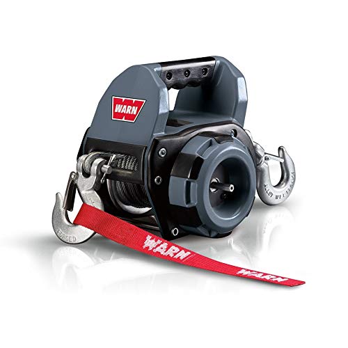 WARN Drill Winch with steel rope and fairlead ready for on-site hauling.