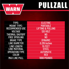 WARN PullzAll variable-speed trigger enables controlled movements.