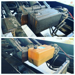 Traffic film remover action on a vehicle surface in use.