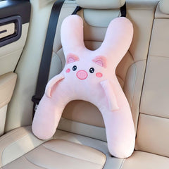 WASTROYAL Pig car pillow front view showing plush texture and neck support