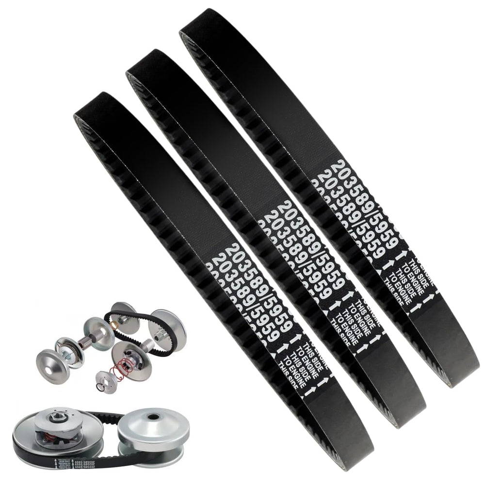 Wasydy 3-pack go-kart drive belt close-up showing rugged surface and texture