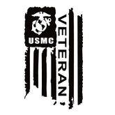 Waterfowl Decals USMC Veteran Flag window decal in white for vehicles.