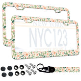 Wauhetsmvy pink flower license frame front view protects plates and adds style