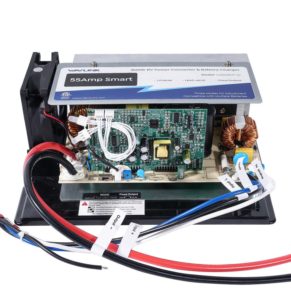 WAVLINK 55Amp RV power converter ready for 12V charging for campers