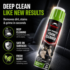Waxman Tri State leather-vinyl-cleaning-foam proves safe surface refresh on sensitive materials.