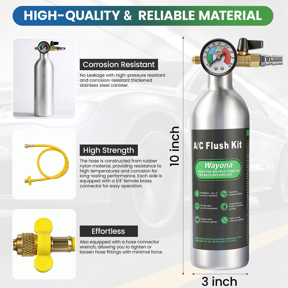 Wayona AC Flush Kit flushing head with tapered tip targets tight passages