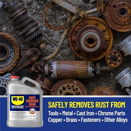 Parts soaking to reveal bare metal after WD-40 Specialist Rust Remover Soak