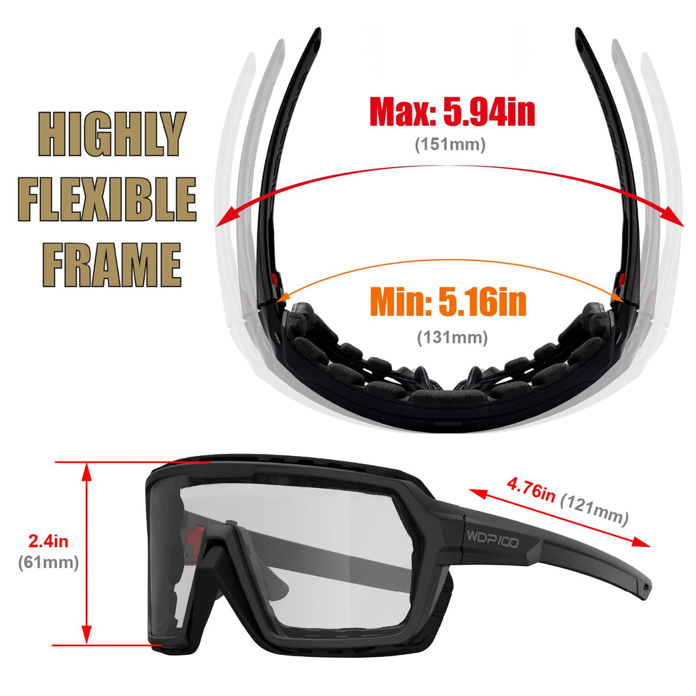 WDP100 Q38 adjustable head strap keeps glasses secure during fast activity
