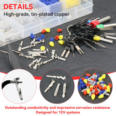 Wearen anti-static tweezers and crimp tool for precise terminations.
