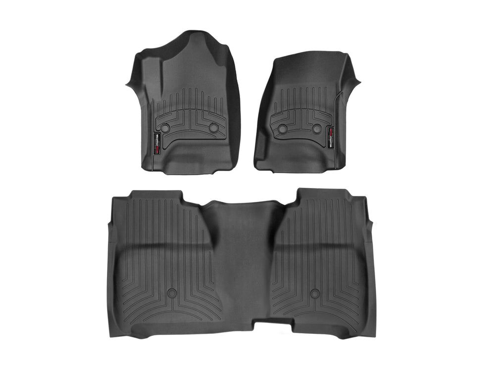 WeatherTech FloorLiner full coverage for first and second row protects carpets from mud and spills.