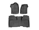 WeatherTech FloorLiner full coverage for first and second row protects carpets from mud and spills.