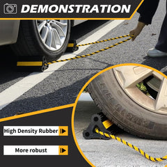 WECARLLE wheel chocks are compact and portable for quick setup.