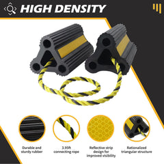 WECARLLE wheel chocks heavy-duty rubber for reliable vehicle immobilization.