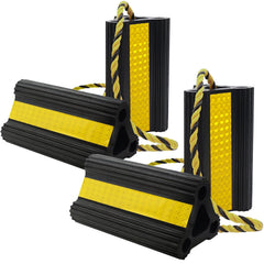 WECARLLE wheel chocks RV trailer front view enhances stability on slopes.