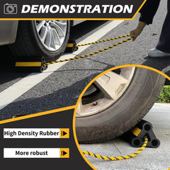 WECARLLE wheel chocks used with trucks for secure parking.