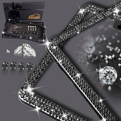 WEDAMER crystal-sparkle frame on car license plate
