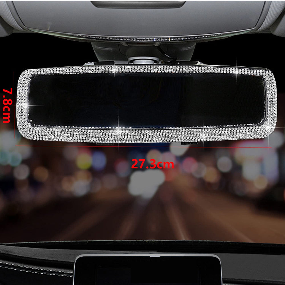 WedFeir silver bling mirror clip-on design fits most cars for easy installation.