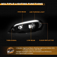 WEELMOTO Chevy Monte Carlo replacement headlight with black housing, clear reflector