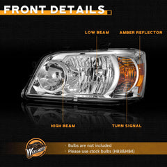 WEELMOTO DOT-certified headlight assembly for 2004-2006 Highlander.
