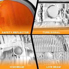 WEELMOTO headlight with amber reflector closeup showcasing premium chrome finish.