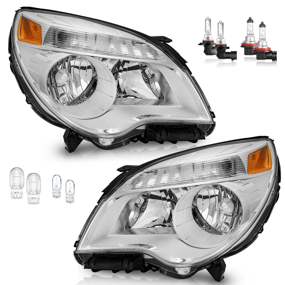 WEELMOTO headlight assembly for Chevy Equinox with chrome housing improves nighttime visibility