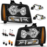 WEELMOTO headlight left for Avalanche/Suburban with black housing and clear lens for improved night visibility