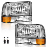 WEELMOTO headlamps assembly front view for 1999-2004 Ford Super Duty, precise fit.