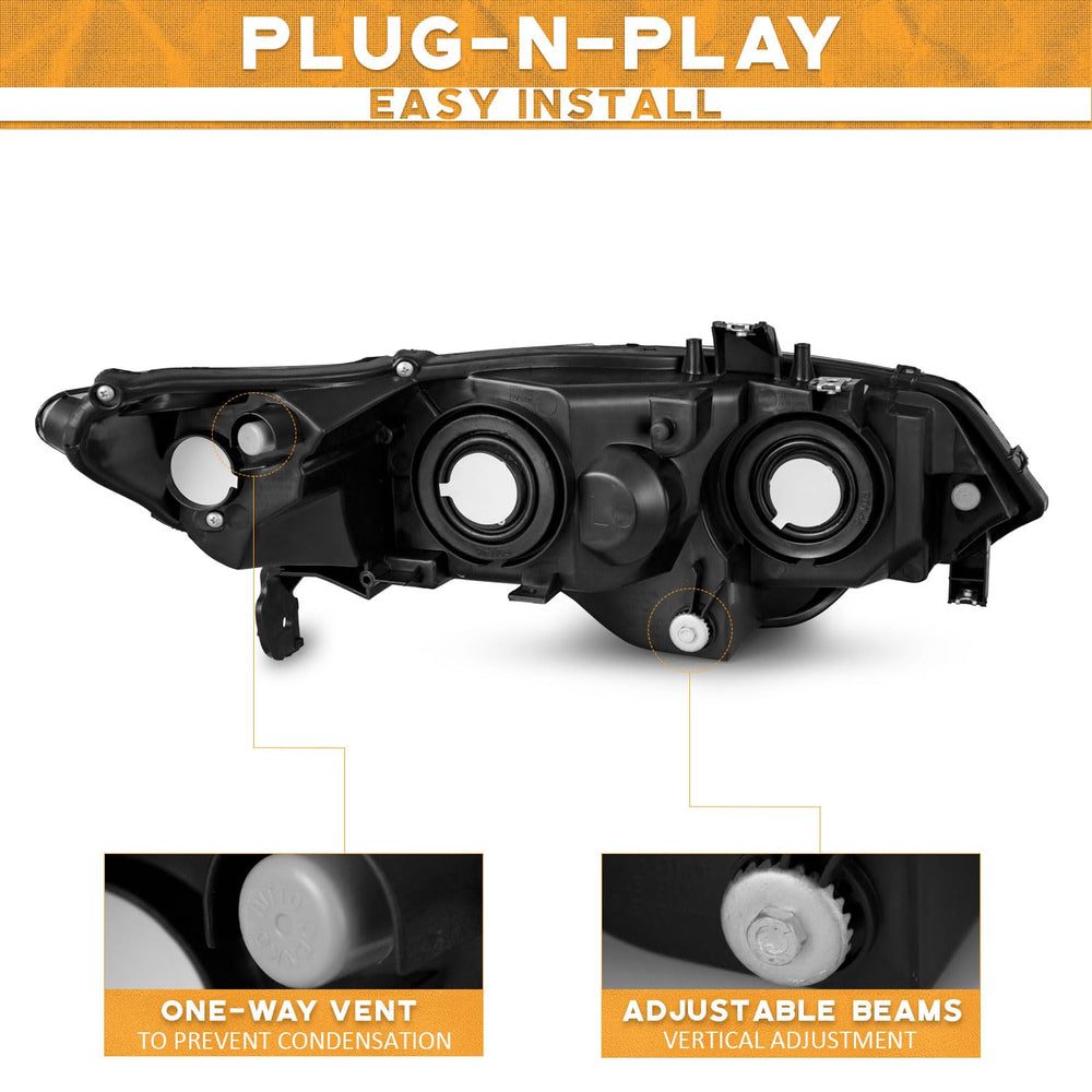 WEELMOTO Amber reflector headlight with black housing for visible signaling