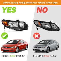 WEELMOTO Honda Civic 2006-2011 left headlight assembly for precise fit