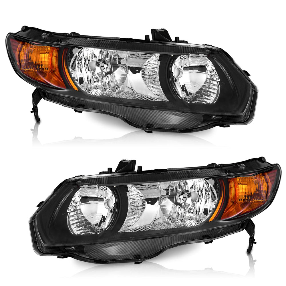 WEELMOTO Honda Civic 2006-2011 left headlight with black housing enhances night visibility