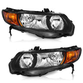 WEELMOTO Honda Civic 2006-2011 left headlight with black housing enhances night visibility