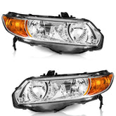 WEELMOTO Honda Civic headlight left chrome housing for 06-11, enhanced nighttime visibility