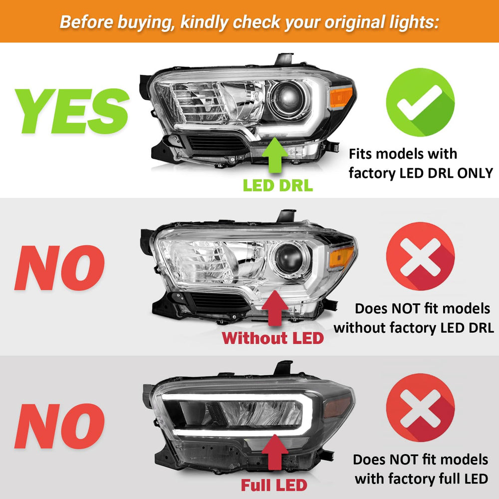 Front view of WEELMOTO DRL headlights on a Toyota Tacoma.