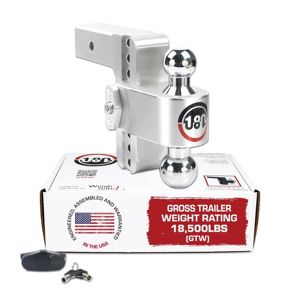 Weigh Safe 180-Degree hitch assembly with adjustable angles for flexible towing setups.