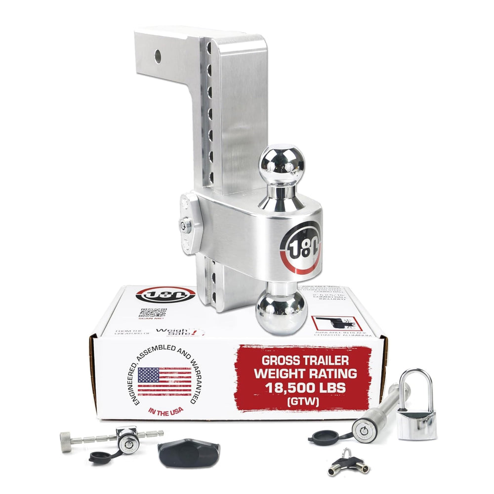 Weigh Safe adjustable hitch ball mount with 10-inch drop for versatile towing setups.
