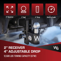Weigh Safe Aero Hitch built-in tongue gauge shown during hitching for load balance