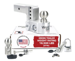 Weigh Safe aluminum adjustable hitch with a 4 inch drop for precise trailer alignment.