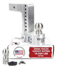 Weigh Safe adjustable hitch with 8-inch drop enhances towing versatility.