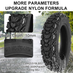 WEIYINGSI 3.50-10 tire sidewall size clearly labeled for checks.