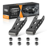 Weileite rear-drop-shackles kit installed on Silverado improves stance and stability.