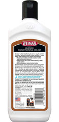 Weiman 3-in-1 Deep Leather Cleaner Cream label closeup highlighting trusted leather care