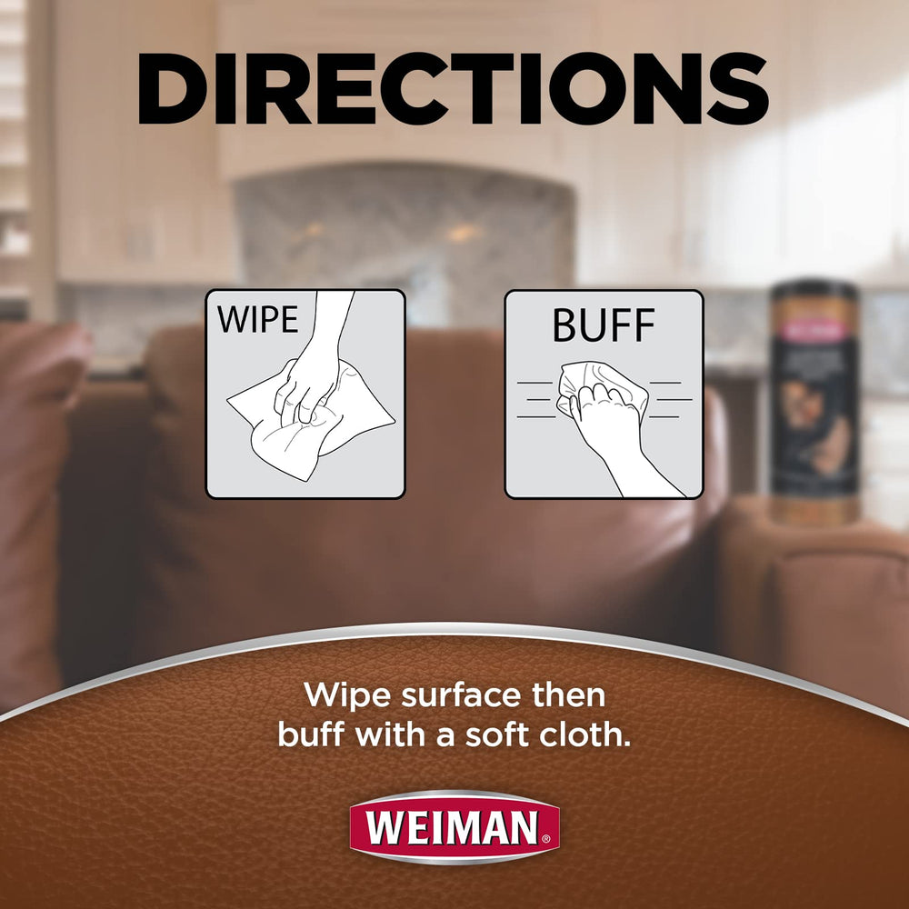 Weiman Leather Wipes UV protection helping prevent fading on leather