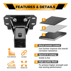 WeiSen 2in hitch for Polaris Ranger XP 1000 Crew fits standard accessories